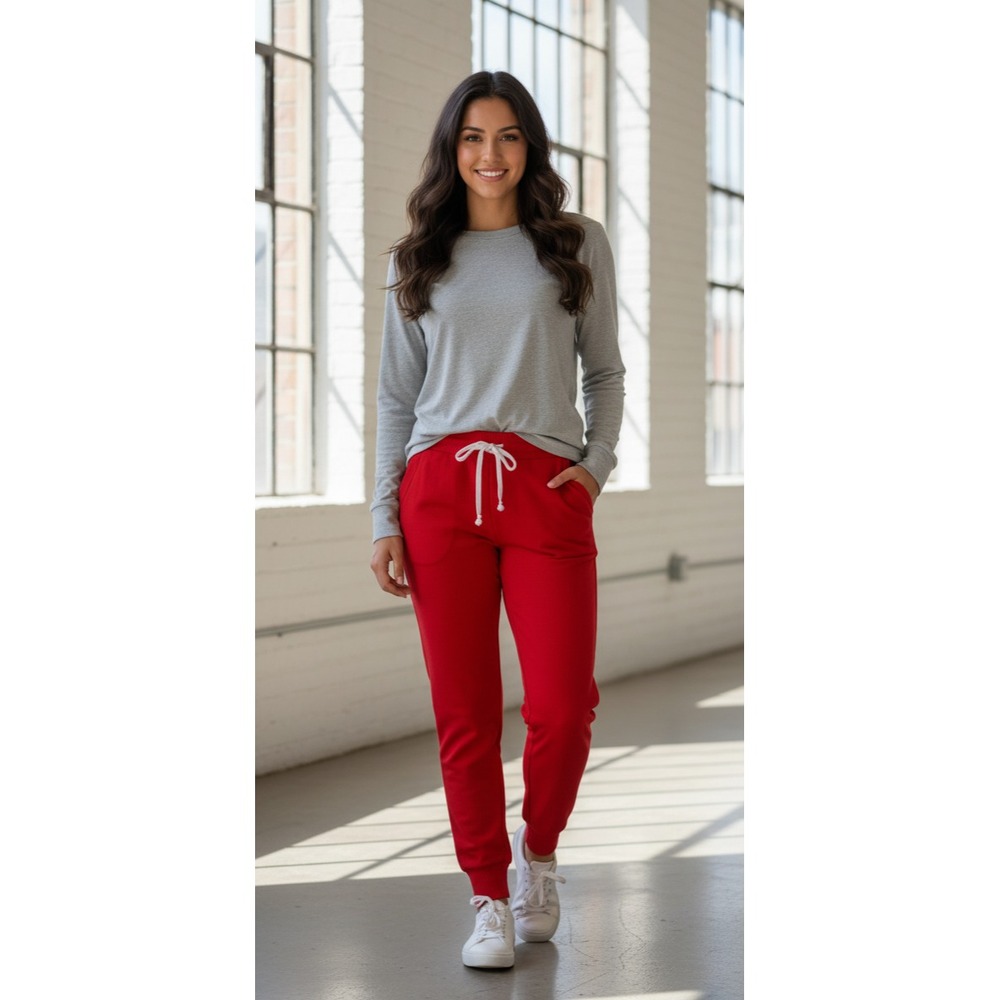 Summersalt Jogger Pants Women Medium Red Stretch Tapered Leg Training Athleisure